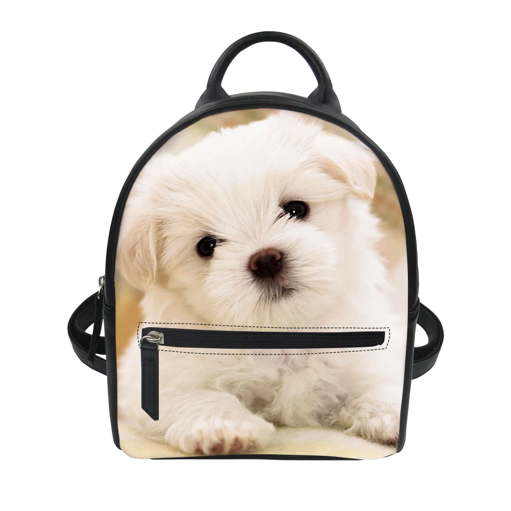 FORUDESIGNS Pet Dogs Mini Backpacks For Teenager Girls Black Shoulder Back Bag Preppy Style