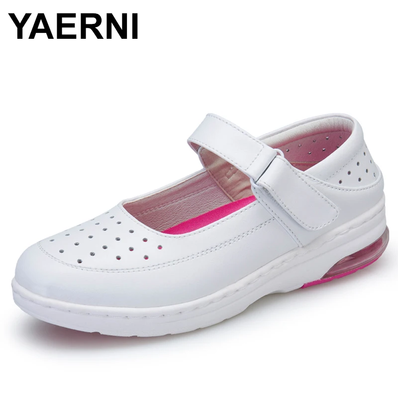 Acheter YAERNI Femmes de Mary Janes Chaussures de Soins Infirmiers En Cuir de Split Air Coussin Bout Rond Carrière Travail Infirmière Médecin Chaussures Femme Plat platfrom
