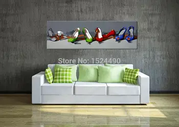 

Arthyx Handpainted Acrylic Still Life Beautiful Individualizing Shoes Oil Painting On Canvas Modern Abstract Art Wall Decoration