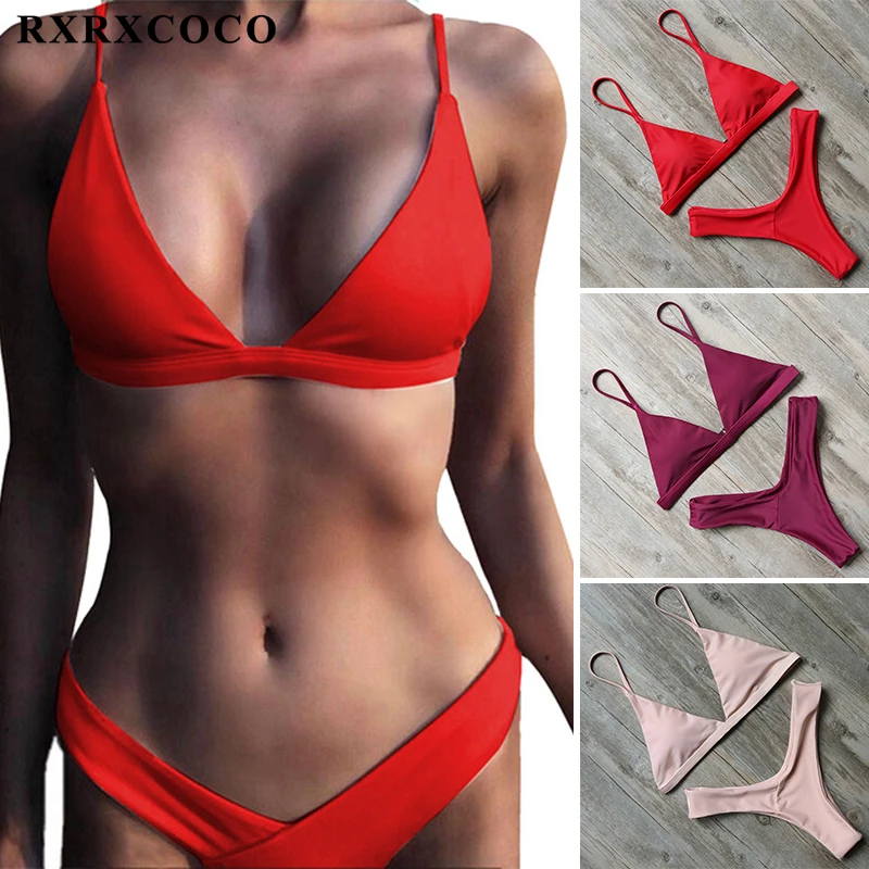 

RXRXCOCO 2018 Hot Sexy Brazilian Bikinis Women Swimsuits Top Bandage Bathing Suit Push Up Swimwear Bikini Set Thong Bottom Suits