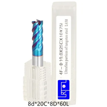 

HRC65 8mm*60L material carbide flat square end mill 4 four flute,tungsten soilde milling cutter for high-speed machine