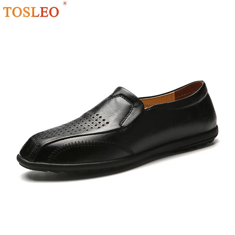 

38-47 Men Leather Shoes Slip On Breathable Moccasins Men Plus Size Summer Men Shoes