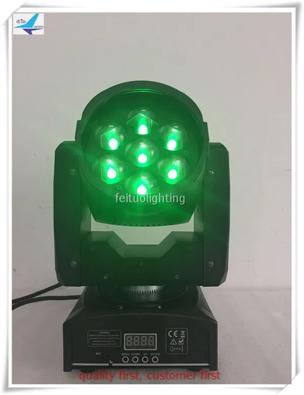 Бесплатная доставка 12 шт./лот этап DJ Disco зум Лира луч Мини Moving Head Light 7x12 w RGBW 4in1 светодиодный DMX Красочные Музыка светомузыка