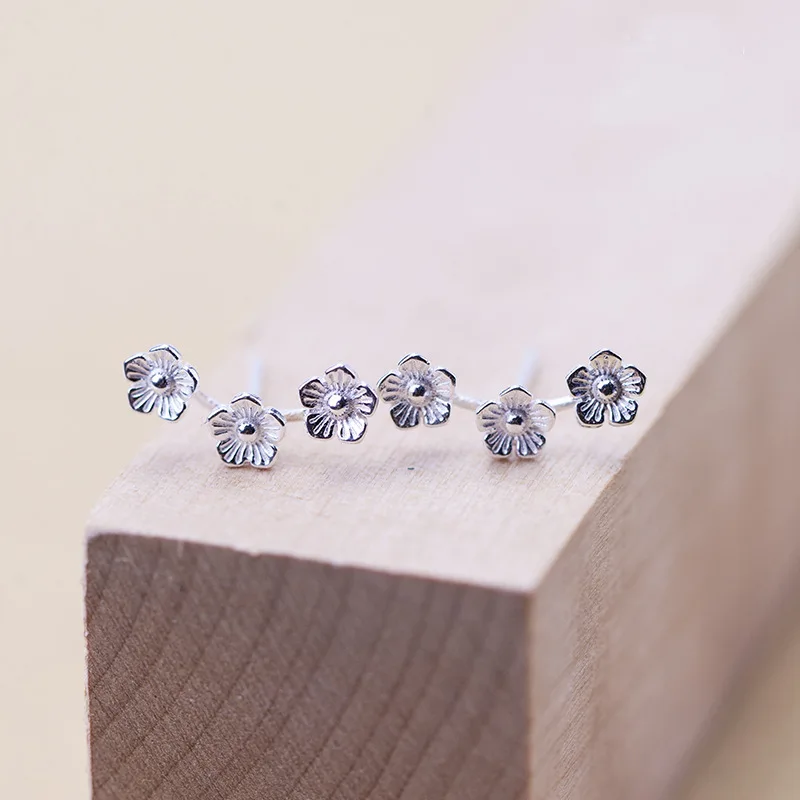 

Pure 925 Sterling Silver Vintage Plum Flower Earrings For Women Girls Christmas Gift Hot Fashion sterling-silver-jewelry