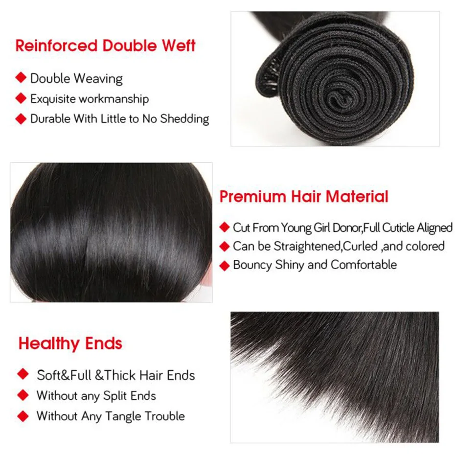 Ably Hair Extention Brazilian Hair Weave 3 Bundles With Closure Remy Straight Human Hair Bundles With Lace Closure Natural Color Ably Hair Extention Brazilian Hair Weave 3 Bundles With Closure Remy Straight Human Hair Bundles With Lace Closure Natural Color