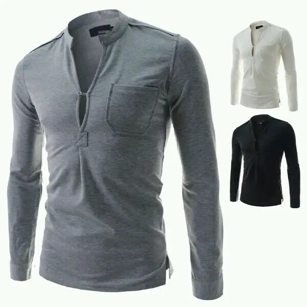 Ebay men's clothing Light gray long sleeve T shirt spring and autumn