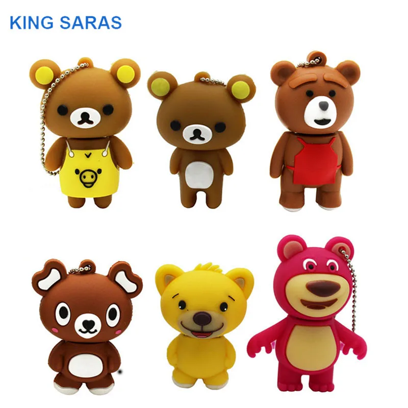 KING SARAS милый картонный медведь модель usb флэш-накопитель 4 ГБ 8 ГБ 16 ГБ 32 ГБ 64 ГБ флешка, подарок usb 2,0