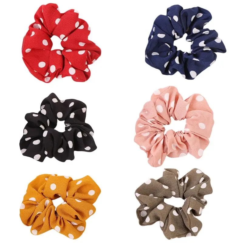 

Korean Pastoral Style Polka Dot Hair Rope Women Girl Vintage Large Intestine Scrunchies Decorative Multiuse Updo Ponytail Holder
