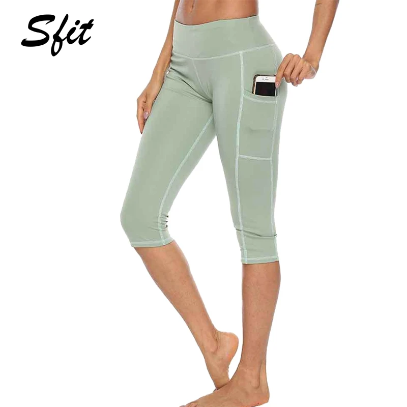 

Sift Woman Workout Capris Leggings Running Slim Fitness Quick Drying Casual Stretchy Leggings Side Pocket High Waist Yoga Pants