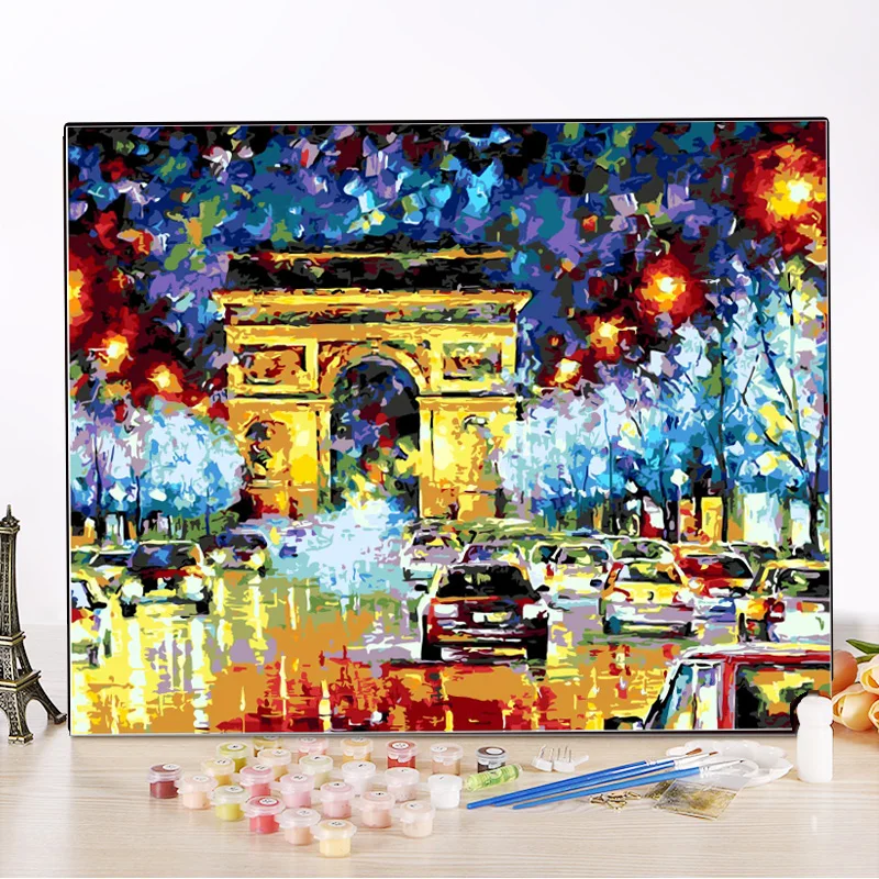 Y65 Arc de Triomphe DIY Oil Painting by Numbers with Paint & Brush