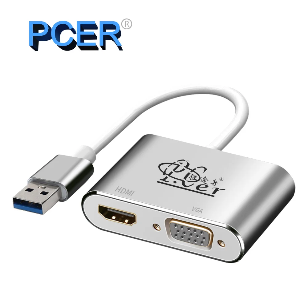 PCER USB HDMI VGA DVI ЛВС USB концентратор док-станция ключ usb-адаптер для компьютера ноутбука мышь клавиатура USB3.0 концентратор 2,0