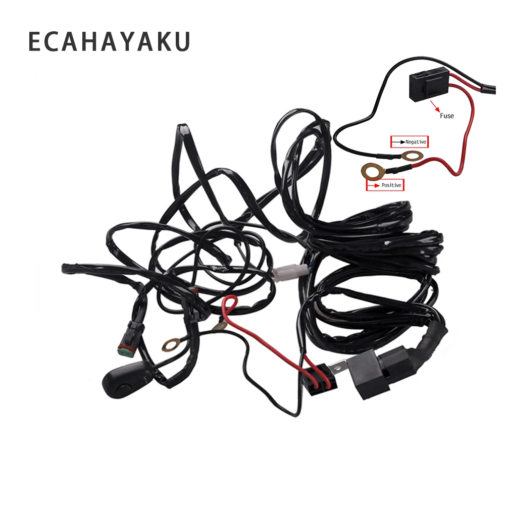 ECAHAYAKU 2x3 метра Автомобильный светодиодный светильник проводка жгут проводов реле