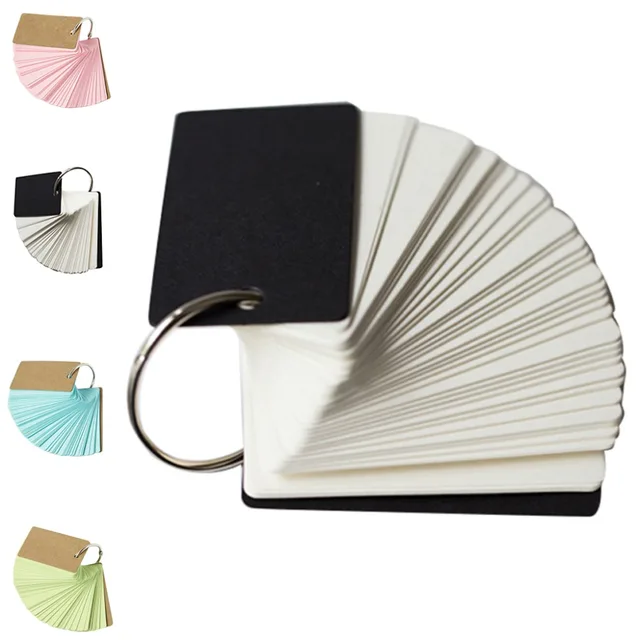 Hot sale 2Set/200pcs Binder Ring Easy Flip Flash Cards Study Cards