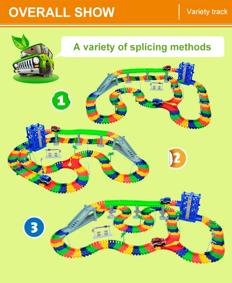 240 шт. гоночная дорожка + 2 шт. автомобиля чудесная рампа гоночная дорожка изгиб гибкий гоночный трек Набор DIY трек Развивающие игрушки для