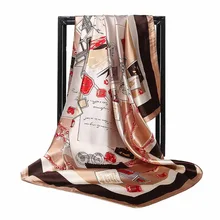 C Ретро шарф для женщин винтажный штамп шелковый шарф с рисунком женские мягкие атласные большие квадратные шарфы Новая мода шаль Хиджаб