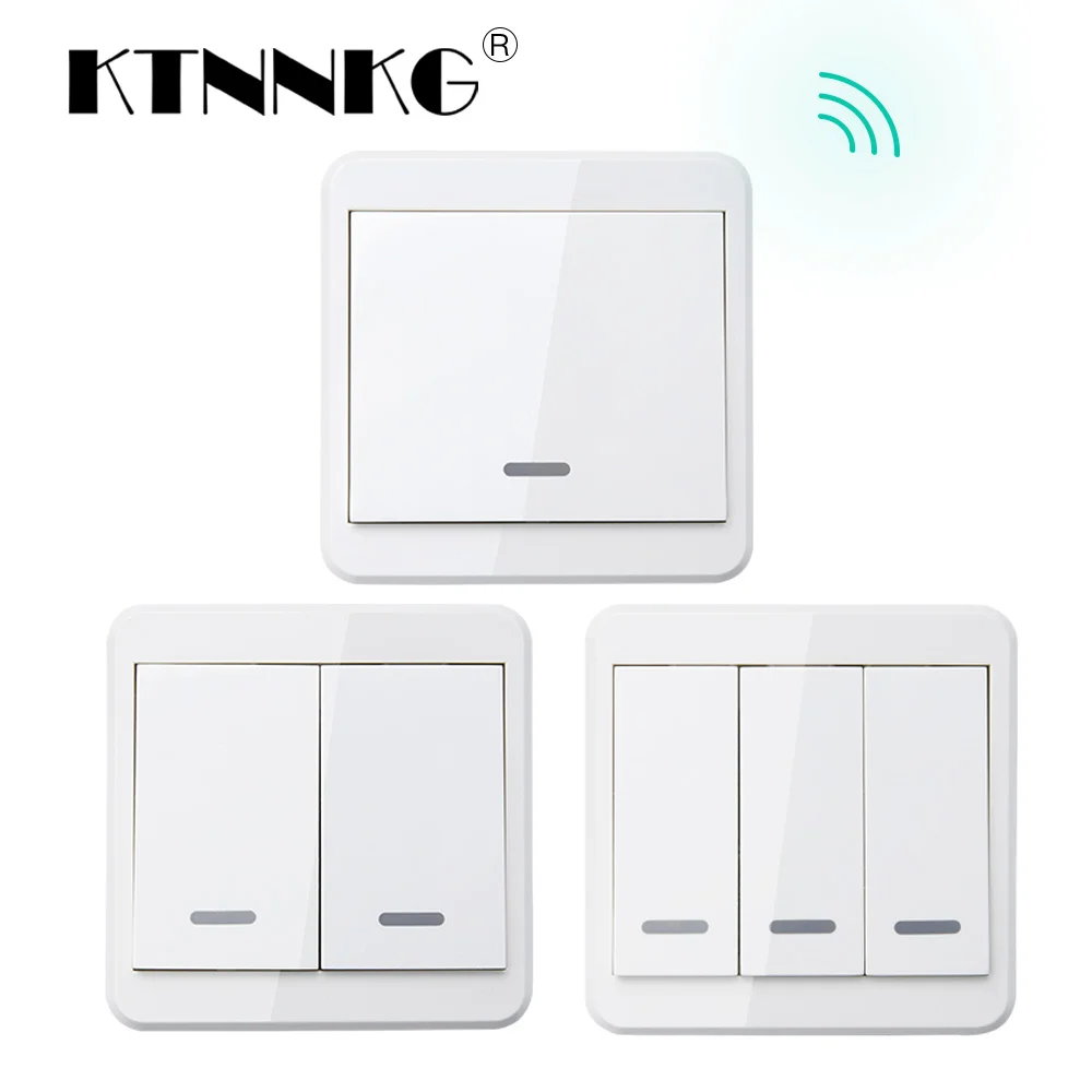 Beste KTNNKG 433 mhz Universele Draadloze Afstandsbedieningen 86 Wandpaneel RF Zender Met 1 2 3 Knoppen voor Thuis Kamer verlichting Schakelaar