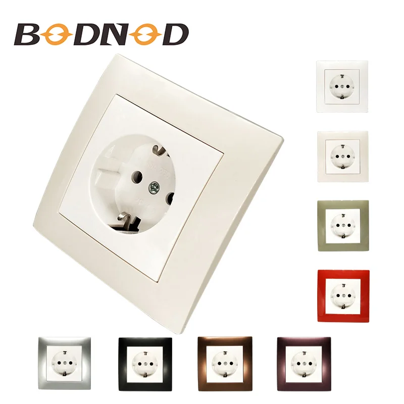 

Wall socket singel Socket withearth with ivory color frame European standard DIY Socket 16A 250V Decorative