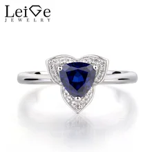 Leige Jewelry Lab Blue Sapphire Romantic Promise Ring Solid 925 Sterling Silver Trillion Cut Gemstone September Birthstone Ring