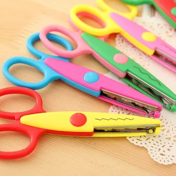 

Coloffice 1PC Candy Color Scissors DIY Cut Album Lace For Kid Safe Card-Pattern Scissors Multipurpose School Office Supplies