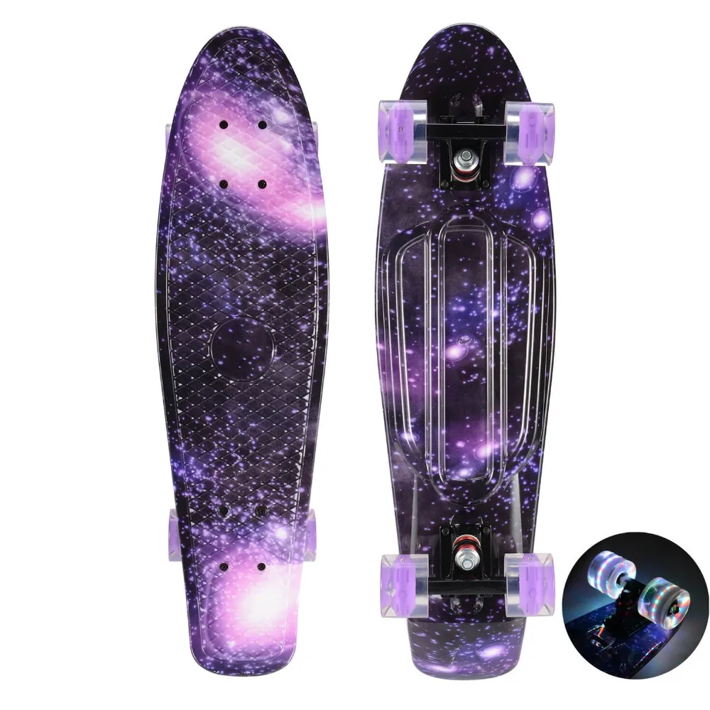 CHI YUAN 27 inch Cruiser Skateboard Graphic Series Galaxy Starry Floral Skate Board Retro Plastic Longboard Complete CHI YUAN 27 inch Cruiser Skateboard Graphic Series Galaxy Starry Floral Skate Board Retro Plastic Longboard Complete