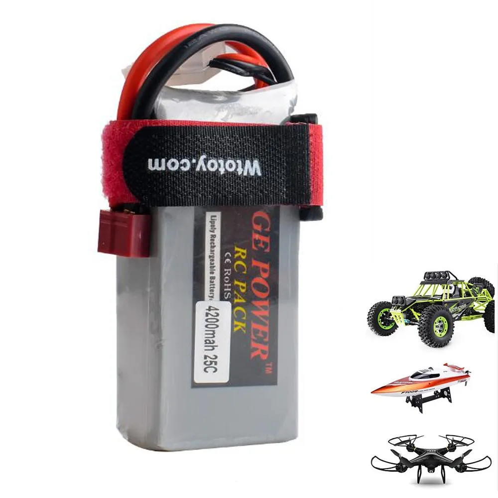 1pcs GE Power 7.4V 4200MAH 25C 2S li-po battery T plug for Wltoys 12428 RC car/RC boat | Игрушки и хобби