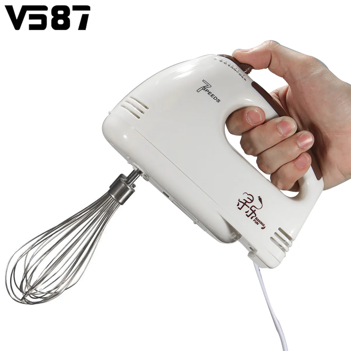 Handheld 7 Speed Electric Eggs Mixer Batter Beater Double Whisk Food Blender Home Kitchen Cake Baking