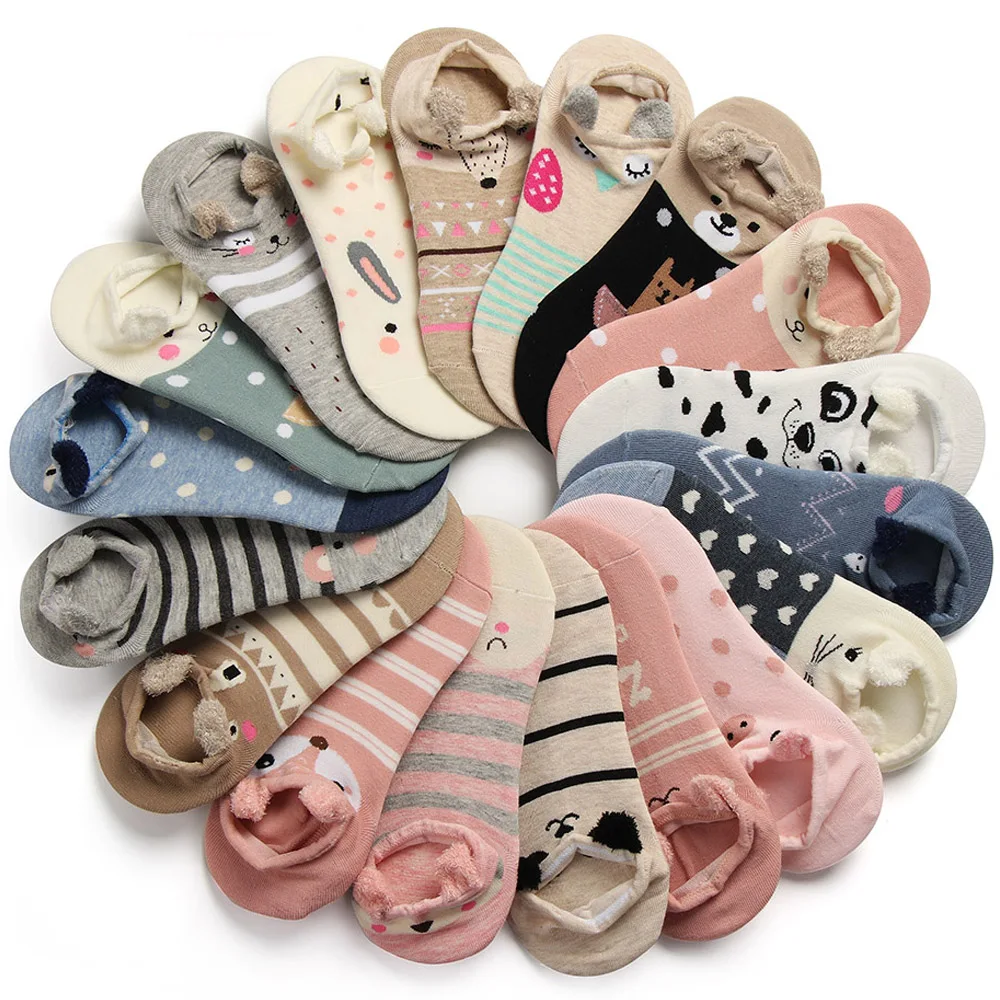 

1 Pair 3D Lovely Soft Ankle Socks for Women Girls Cute Cartoon Animal Cotton Warm Socks Harajuku Ankle Sox Low Cut Funny Sock