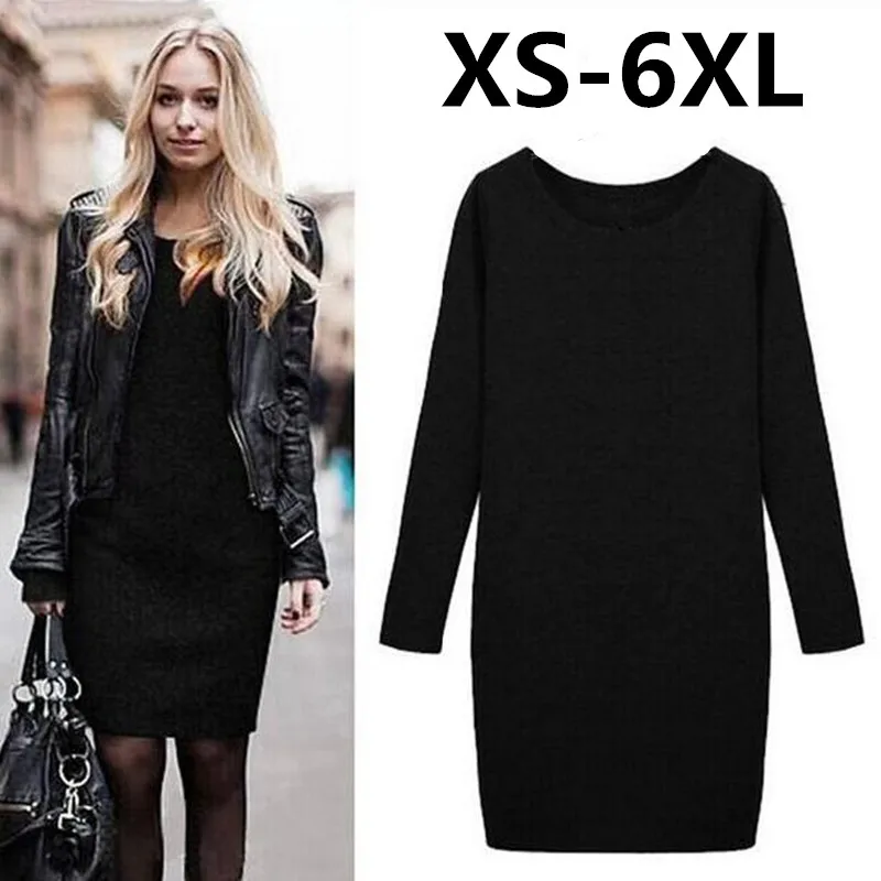 

2019 Winter women long sleeve warm dress,plus size XS- 5XL 6XL black gray purple khaki dress,thinckening autumn suitbody dress