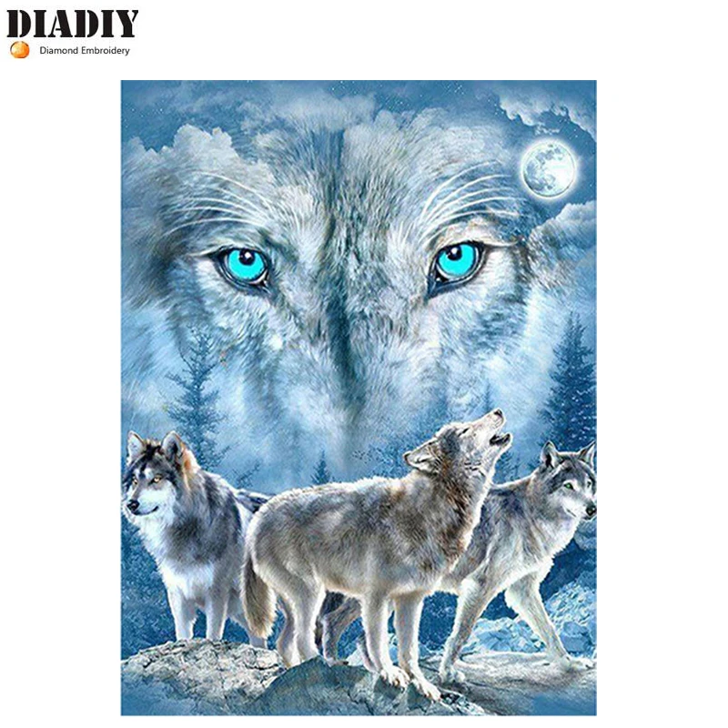 DIADIY 5D DIY Алмазная картина животное волк полный квадрат/круглая вышивка крестиком