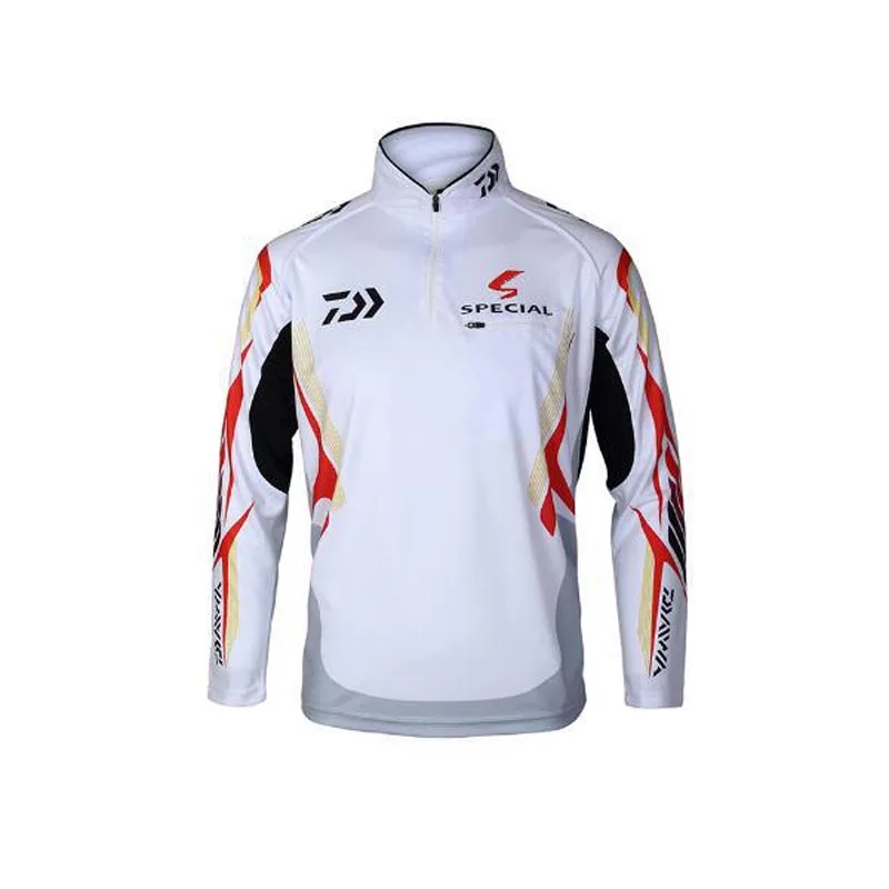 Новая мужская блуза бренд DAIWA одежда для рыбалки УФ-защита Влагоотводящая дышащая футболка с длинным рукавом для рыбалки - Цвет: Белый