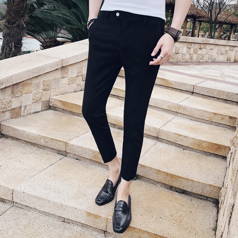 2018 New England Anti-wrinkle Korean Pure Color Casual Trousers Fashion Personality Classic Influx Men's Nightclub Hair Stylist