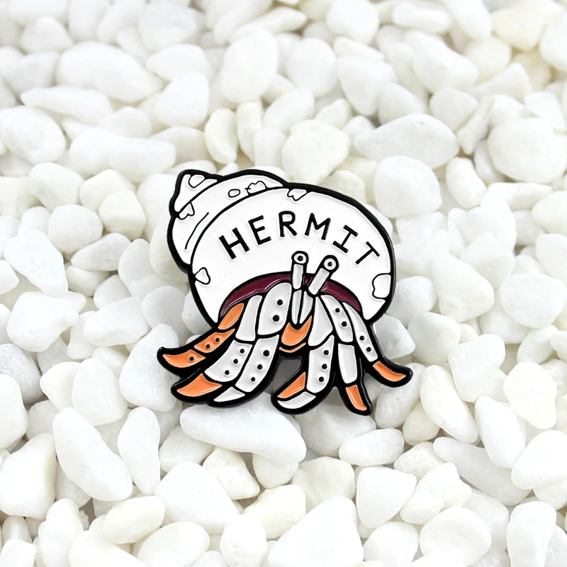 

Hermit Crab Lapel Pin Illustration hand drawn crab home cute hermit Enamel needle The magic of hermit crab will protect you