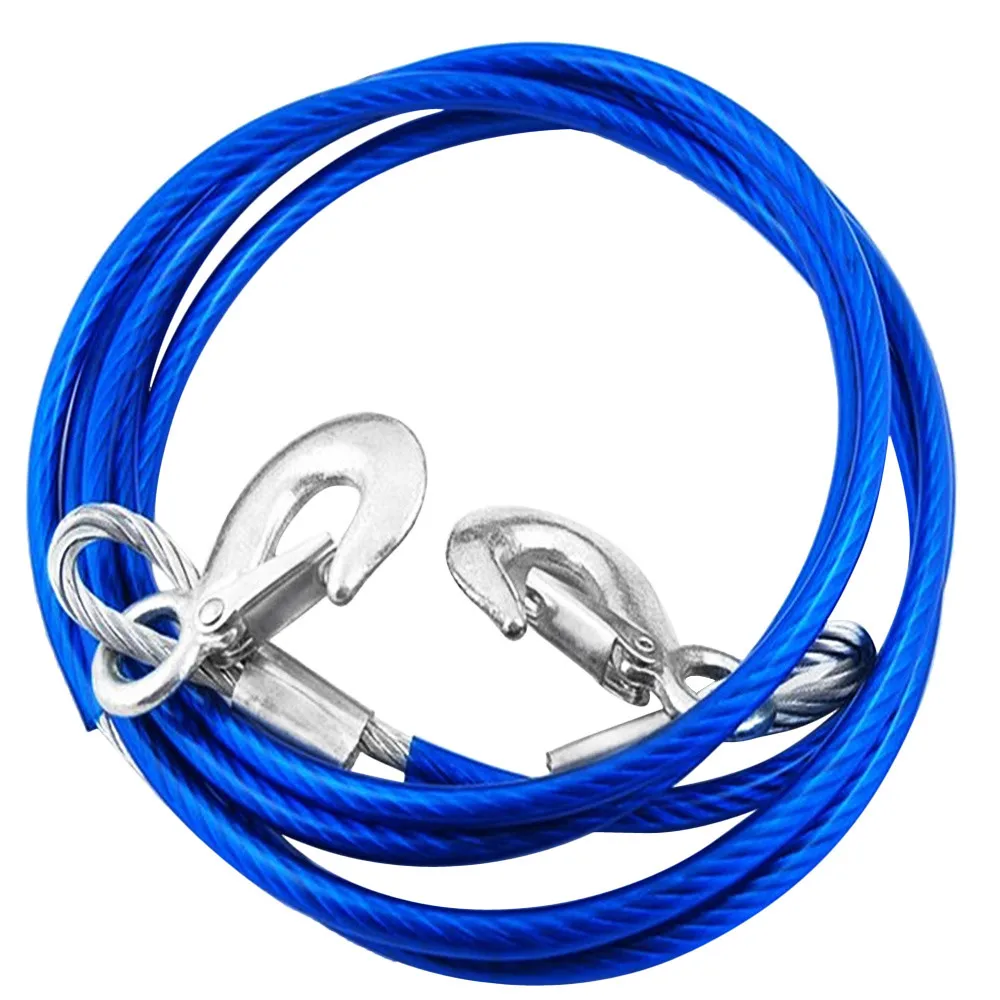4M 5Tons Car Tow Cable Towing Strap Rope with Hooks Emergency Heavy