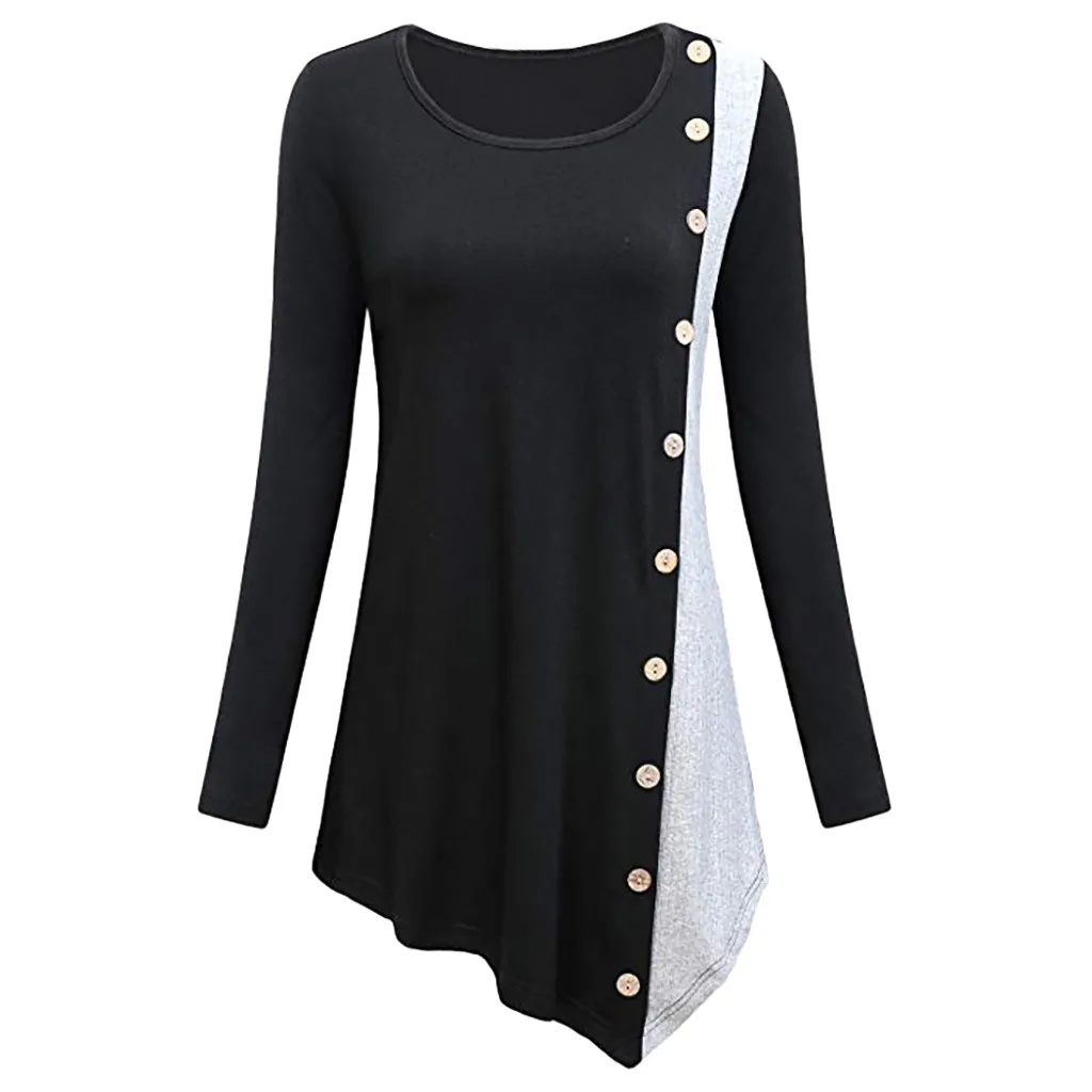 

Women Blusas Mujer De Moda 2018 Autumn V Neck Blouse Shirt Plus Size Womens Long Sleeve Color Block Blouse Casual Tunic Tops