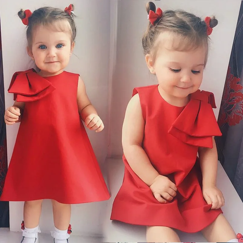 

2019 New Kids Baby Girls Princess Dress Sleeveless Bow Party Wedding Pageant Dresses Children Girls Clothes 0-6T