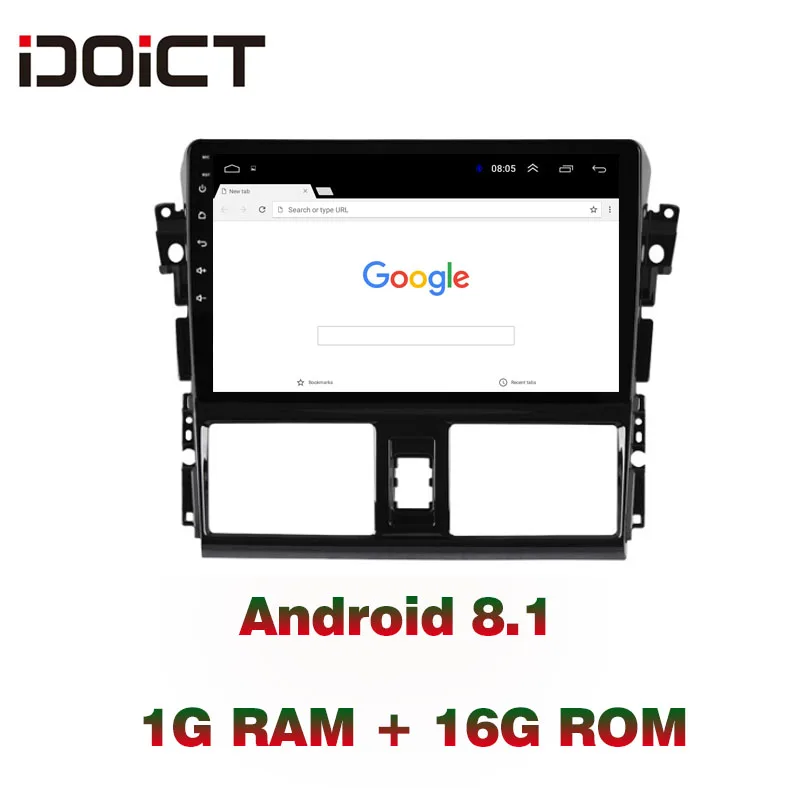 Top IDOICT Android 8.1 Car DVD Player GPS Navigation Multimedia For Toyota Vios Yaris Radio 2014-2016 car stereo bluetooth 2