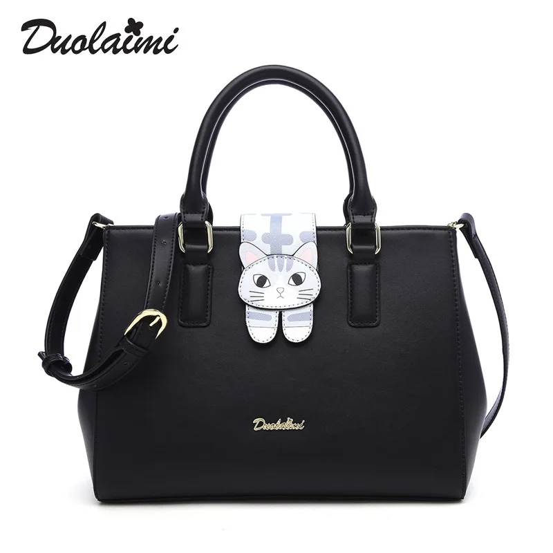 

Duolaimi Summer New Women Shoulder Crossbody Bag 2018 Fashion Cat Printing Ladies Tote Handbags Hot Sale Brand Top-handle Bags