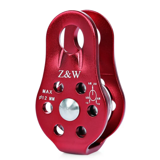 1Pc Single Climbing Fixed Pulley for 12mm Rope Carabiners EDC Clasps