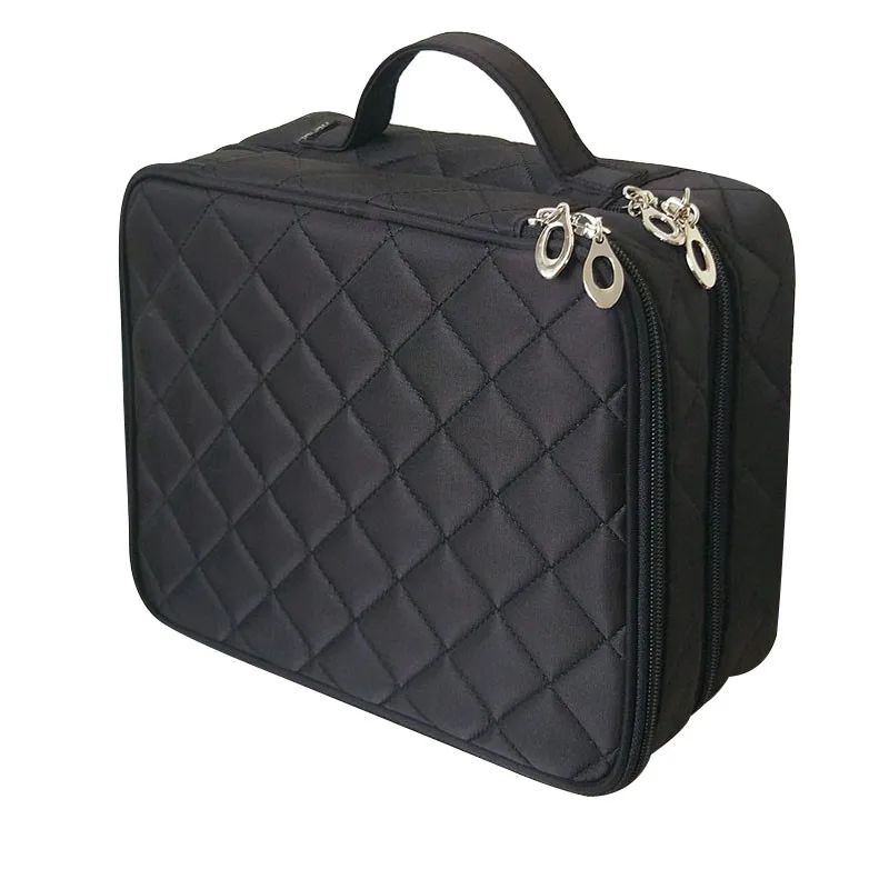 Beautician Necessary Double Layer Cosmetic Bag Box Women Beauty Vanity