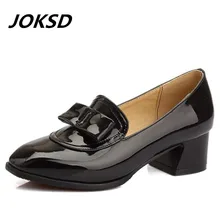 JOKSD Классический бренд обувь Для женщин Повседневное красный Черные Туфли-оксфорды для Женские туфли-лодочки удобные слипоны женская обувь L138