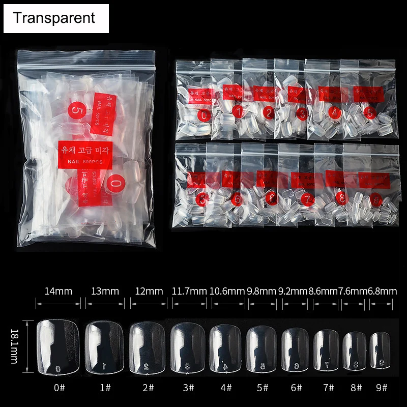 600 шт./упак. накладные ногти: Короткие Полное покрытие квадратная овальная форма Типсы натуральный/белый/прозрачный Ложные Французский ногтей Салон Советы