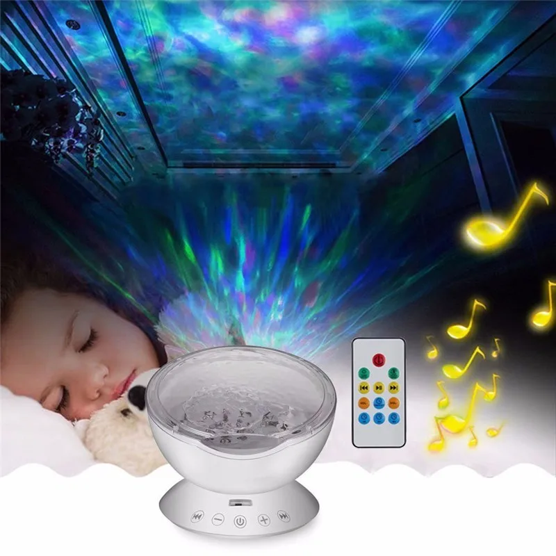 

SVELTA Ocean Wave Music Projector LED Night Light Soothing Wave Ceiling Night Lamp with Speaker Remote Home Nursery Room Decor