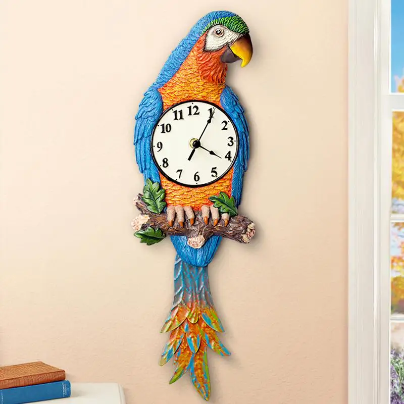 Часы и гостиная Европейский творчески современный простой спальня часы в сельском стиле Американский декоративный попугай - Цвет: Многоцветный