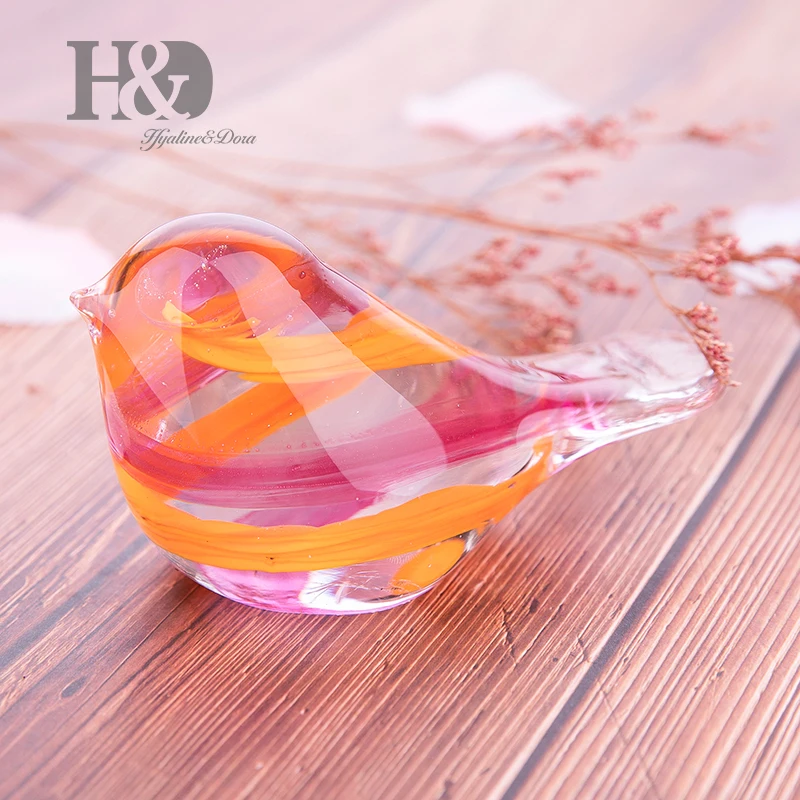 H&D 9 Styles Glass Blown Paperweight Bird Craft Unique Handmade Fancy Collectibles Gifts for Wedding Office Decor