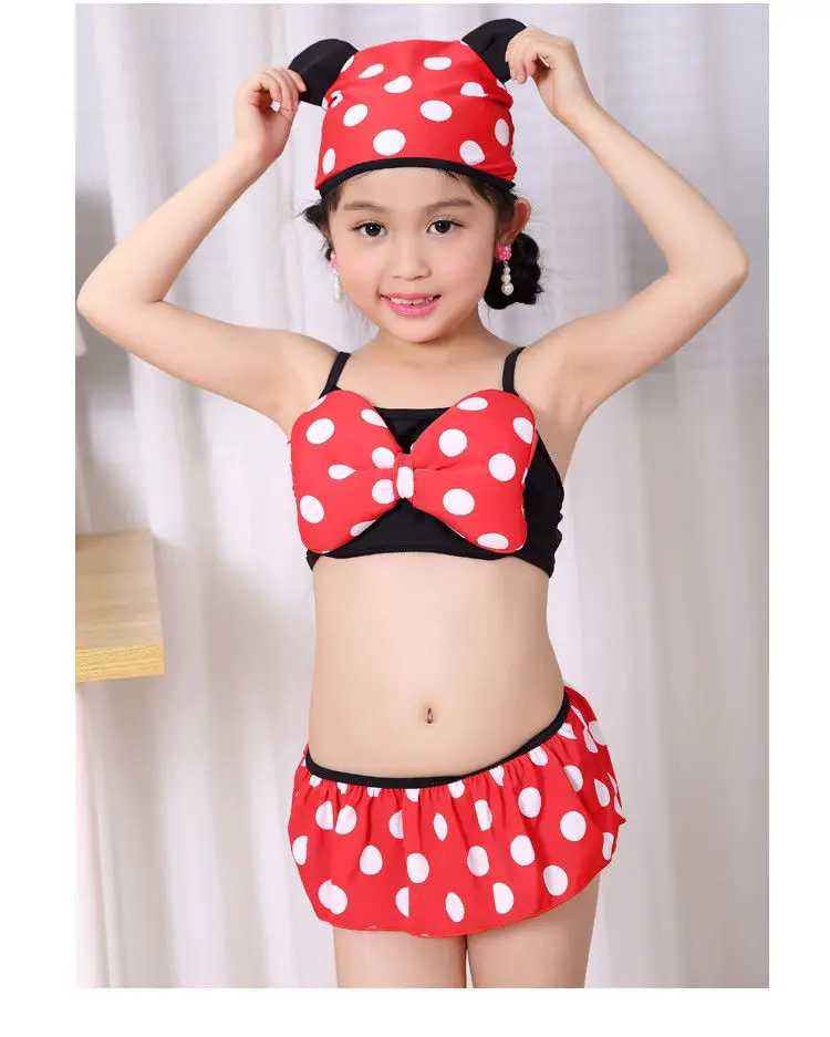 Детский комплект бикини с бантом и Микки Маусом для маленьких девочек, купальный костюм, купальный костюм