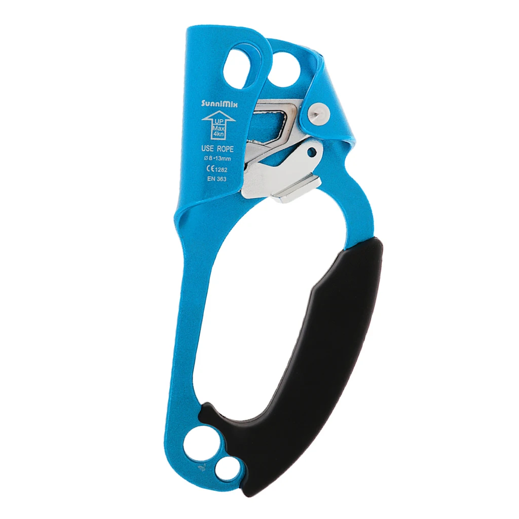 Tree Rock Climbing Hand Ascender Riser 8-13mm Rope Clamp Black Left Hand for Mountaineer Rescue Survival Camping Hiking Access