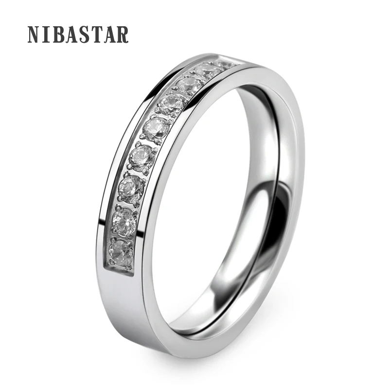 Классические свадебные кольца на палец из нержавеющей стали кольца с цирконием 5 мм Ширина модное кольцо ювелирные изделия