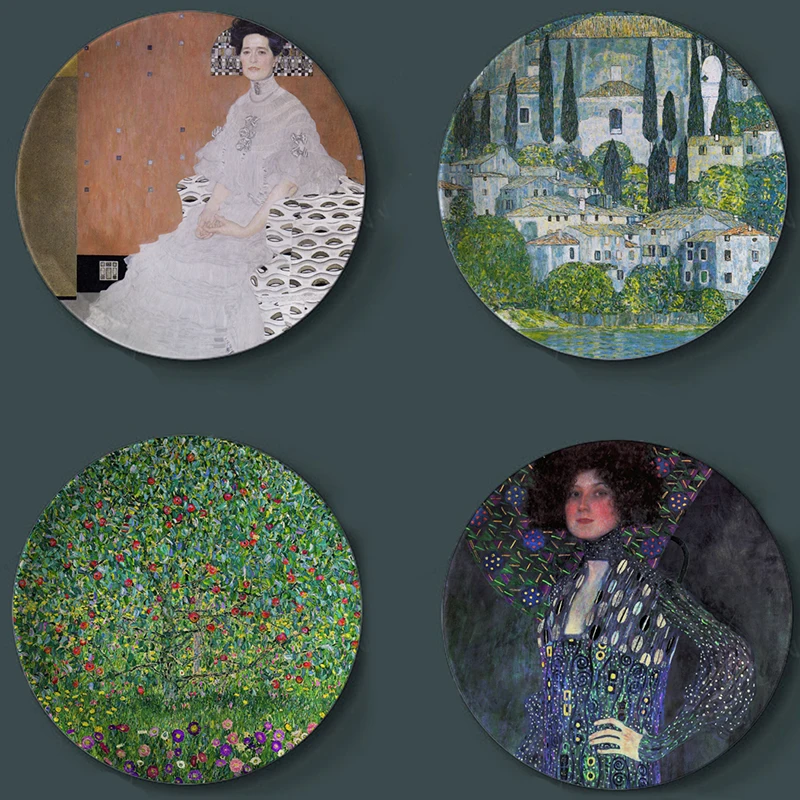 Gustav Klimt Rubens Painting Decorative Plates Ceramic Home Artistic Dish Hotel Living Room Austria Display Oil Painting Plates