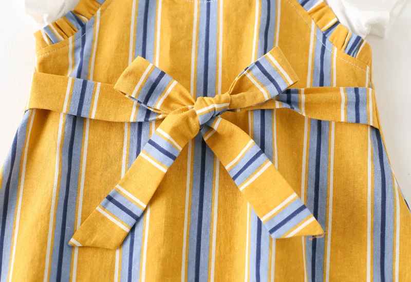 Princess dress Kids Baby Girls Summer Stitched striped bows Short sleeved dress sweet style children's clothing (16)