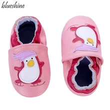 Детские Нескользящие мокасины из мягкой кожи с милым пингвином для маленьких мальчиков и девочек 0, 6, 12, 18, 18, 24 месяцев, детская обувь, Тапочки